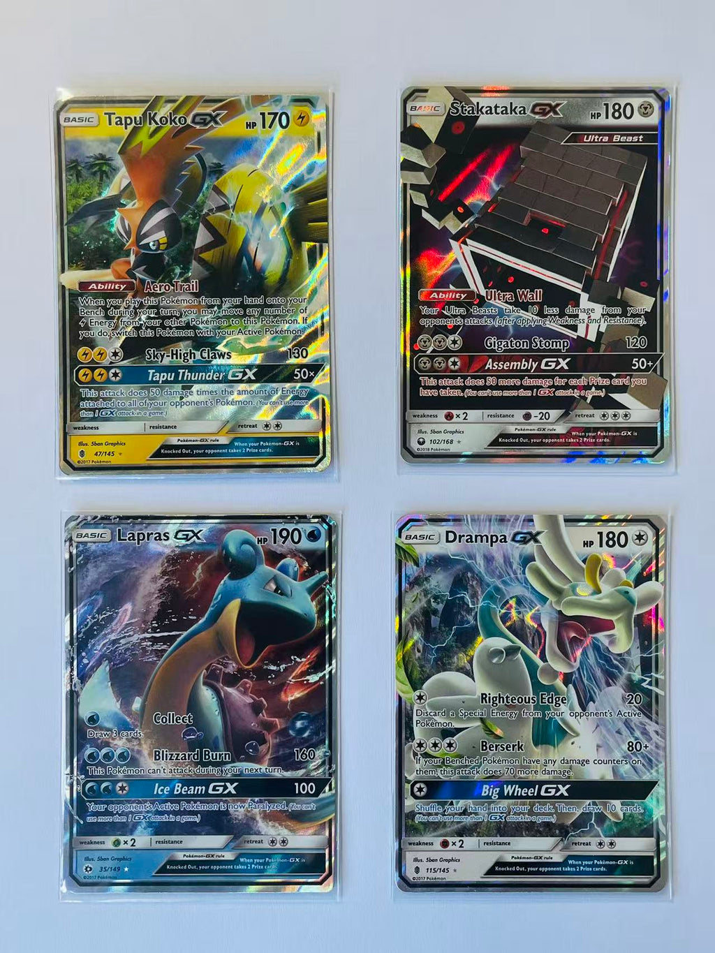 4 Card Bundle - Sun & Moon GX - Lightly Played/Near Mint Condition
