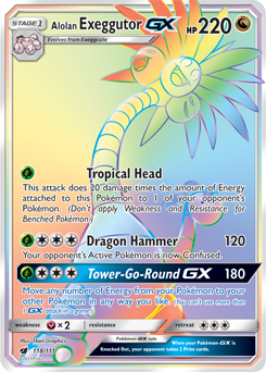 Alolan Exeggutor GX Rainbow Rare - Crimson Invasion - 118/111 - Lightly Played Condition