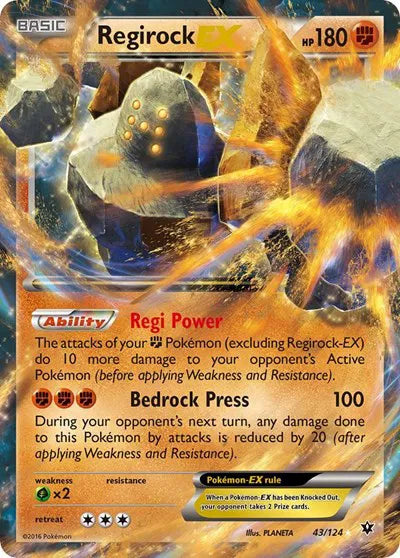 Regirock EX - Fates Collide - 43/124 - Near Mint Condition