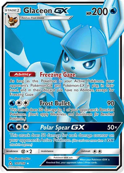 Glaceon GX Full Art - Ultra Prism - 141/156 - Near Mint Condition