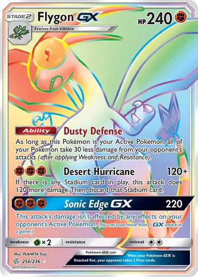 Flygon GX Rainbow Rare - Cosmic Eclipse - 256/236 - Lightly Played Condition