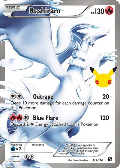 Reshiram Celebrations Classic Collection - Celebrations - 113/114 - Lightly Played Condition