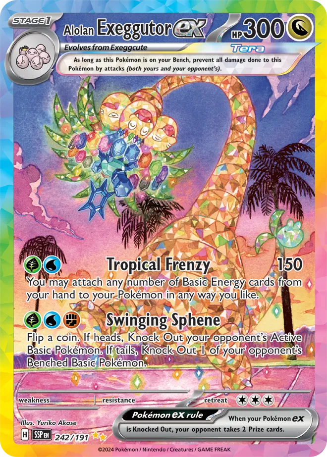 Alolan Exeggutor ex Special Illustration Rare - Surging Sparks - 242/191 - Mint Condition